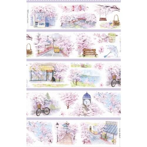Pink Sakura Washi Tape for Card Making Bullet Journal DIY Scrapbooking Decorative Stickers