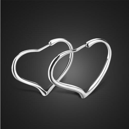Pure Silver Hoop Earrings For Women Trendy Heart Earcuff Oorbellen Brincos Femme Korean Wedding Jewelry Accesories Bijoux Gifts