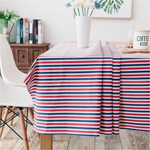 Stripe Tablecloth Cotton Linen Table Cloth Stain Resistant Dust-Proof Table Cover for Kitchen Dinning Tabletop Home Decorotion