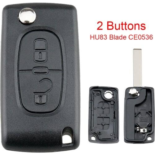 2 Button Black Car Replacement Flip Folding Car Remote Key Case No Chip With Uncut Blade Fit for Peugeot 207 307 308 407 Car