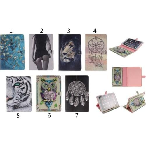 Slim Soft TPU Stand Card Holder Print PU Leather Case Funda Capa Cover For Apple iPad Air2 iPad 6 Tablet Coque Shell +Film +Pen