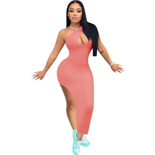 Spring Black Bodycon Dress Women Streetwear Casual Sleeveless High Split Midi Dress Femme Robe Asymmetrical Cut Out Long Dress