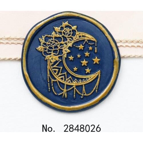 Moon and star with flower wax Wax Seal stamp,Party Wax Seal Stamp Kit invitation seals,gift envelop packing seal stamps