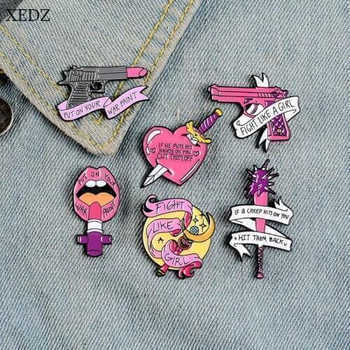 XEDZ New blue mace pistol love dagger lipstick dagger beautiful girl magic cane brooch badge fashion denim clothes pendant jewel