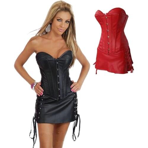 Lady Gothic Steampunk Leather Corset Costume Vintage Palace Push Up Thong Catsuit Cosplay Carnival Party Fancy Dress