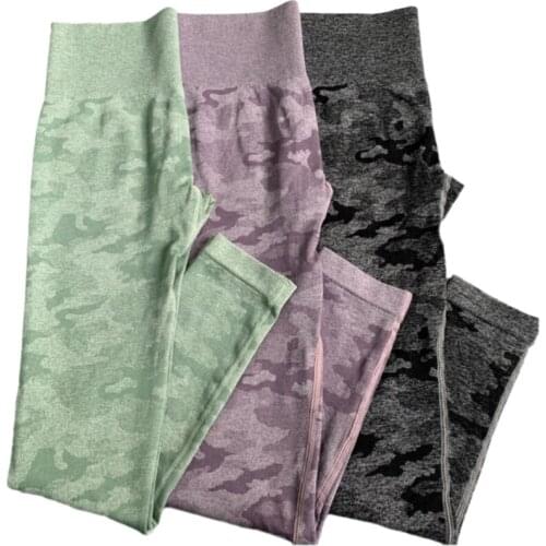 Women Camo Seamless Tummy Control Yoga Pants High Waist Sport Leggings Stretch Fit Gym Tights Camouflage Workout Running Pants
