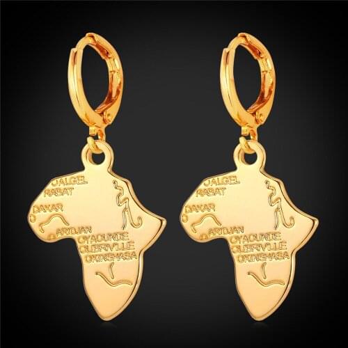 Africa Map Fashion Drop Earrings For Women Gold/Silver Color African Jewelry Vintage Retro Party Earrings E870