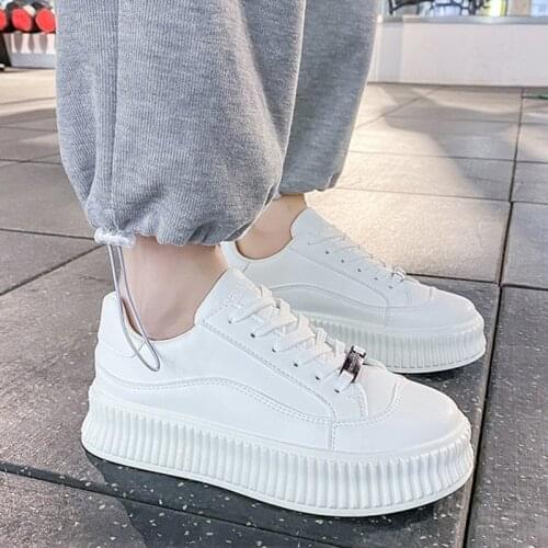 Women Vulcanize Shoes Lace-Up Chunky Sneakers Women Women Shoes Breathable Versatile Ladies Sneakers Plus Size Zapatos De Mujer