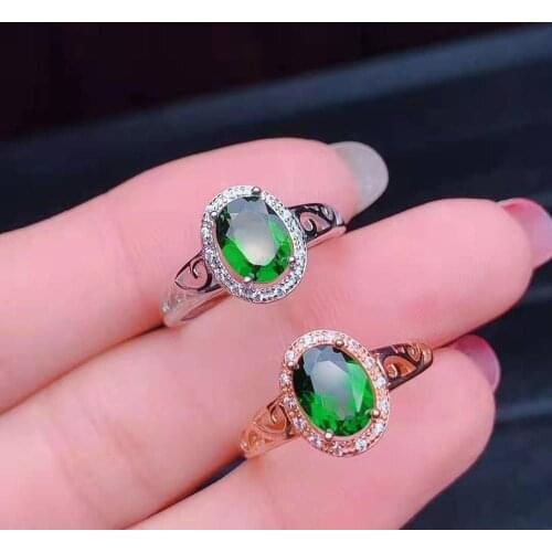 Natural High Quality Diopside 2 Colors Ring S925 Pure Silver Fine Fashion Wedding Jewelry for Women Free Shipping