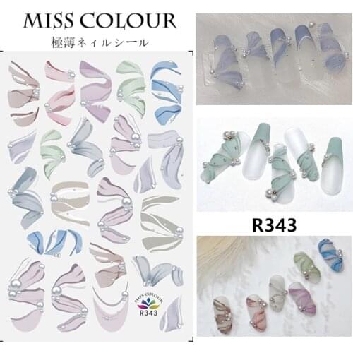 1pcs Ribbon Pattern 3D Nail Art Sticker white French Retro self-Adhesive nail decals Manicure Decorations DIY Accessories