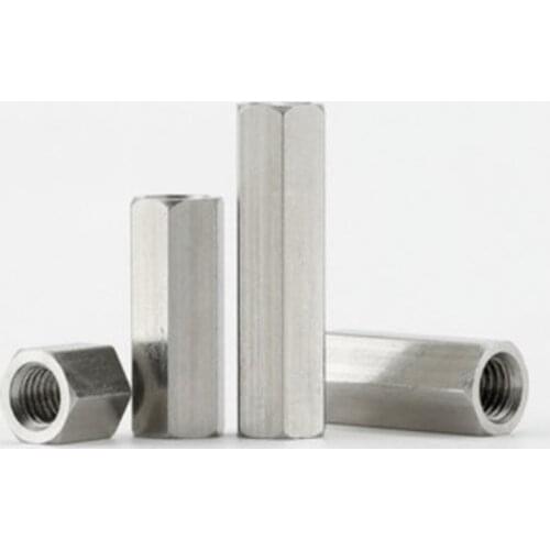 2pcs M3 M4 M5 M6 M8 304 Stainless Steel Long Rod Coupling Hex Nut High Strength Hex Nutsert