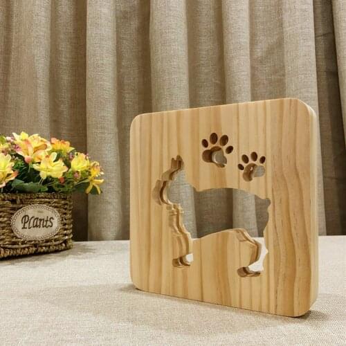 3D Dog Wooden Lamp, LED Table Light USB Power Nightlight Desk Lamp Home Bedroom
