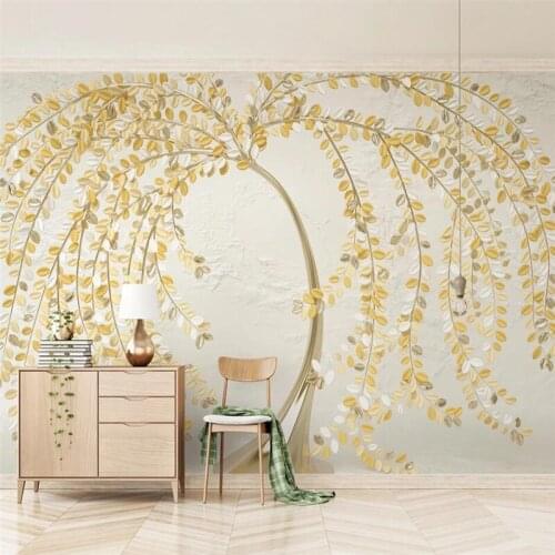 Custom 3d Stereoscopic Relief Golden Tree Background Wall Paper 3D Living Room Bedroom Decor Mural Wallpaper Papel De Parede 3d