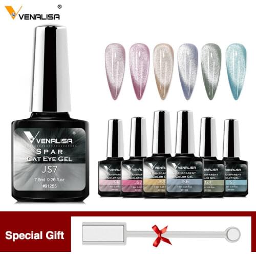 7pcs*7.5ml Venalisa Spar Cat Eyes Soak off Enamel UV Gel Nail Polish Clear Jelly Gel Polish Varnishes Hybrid Nails For Manicure