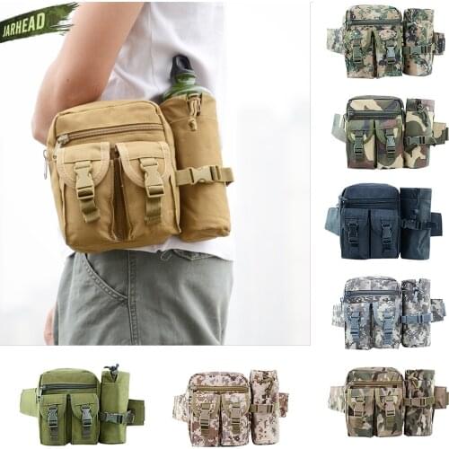 900D Camouflage Water Bottle Belt Bag Outdoor Multifunctional Tactical Waist Bag Camping Hiking Hunting Sport Cycling Kettle Bag