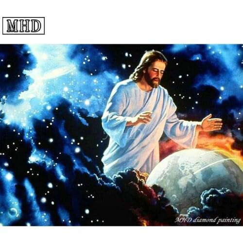 MHD 5d diy diamond painting space Jesus mosaic full square 3D diamond cross stitch crystal home decoration kit SC45