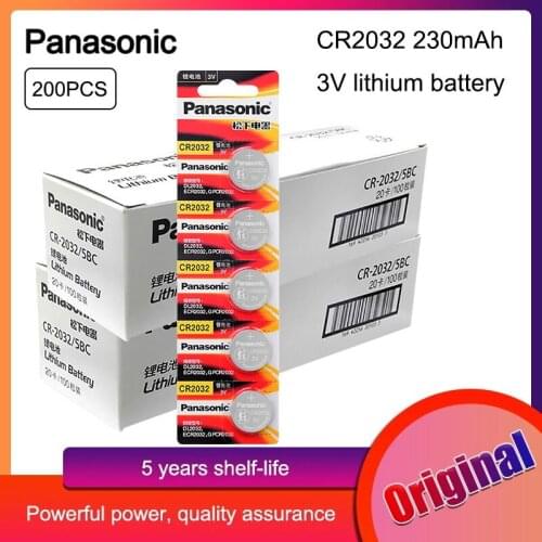 200PCS Original Panasonic 3V CR2032 CR 2032 Lithium Battery For Watch Calculator Toy Electronic Scale Remote Control Button Cell