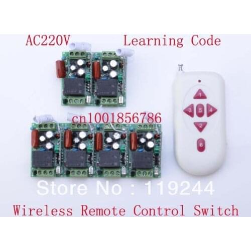 220V 1CH Radio RF Wireless Remote Control Switch 6Receiver& transmitter Learning Code 315/433Mhz mini size