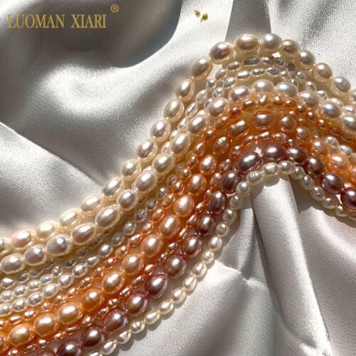 Fine AAA 100% Natural Rice Shape Freshwater Pearl Beads For Jewelry Making DIY Bracelet Necklace 3MM 4MM 6MM White & Pink color