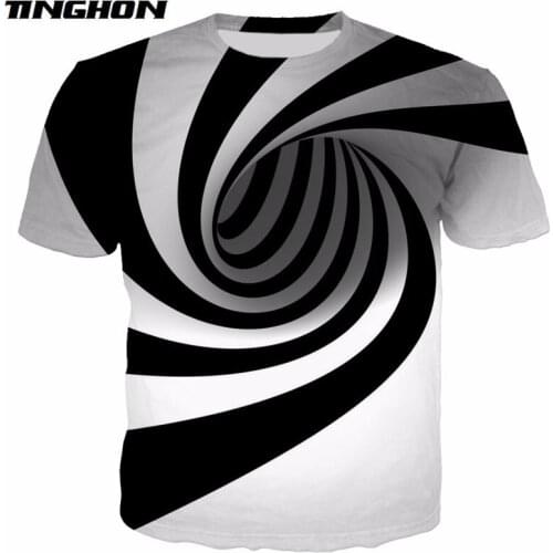 Black And White Vertigo Hypnotic Printing Unisxe Funny Short Sleeved Tees Men/women Tops 3D Optical illusion T-shirt XS 6XL 7XL