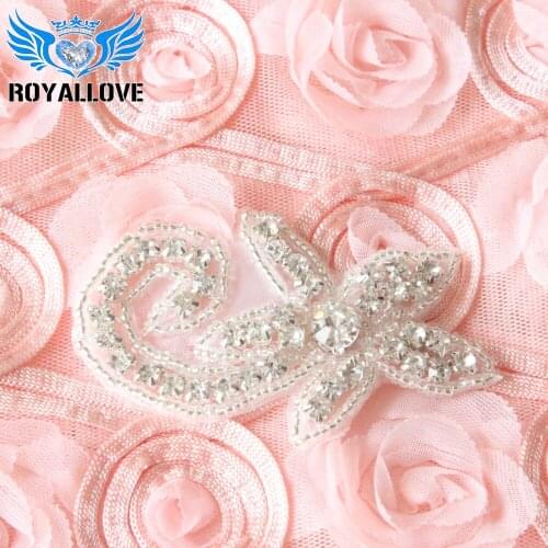 Flower Beaded Applique With Rhinestones Bridal Wedding Dresses Crystals Patches Sewing On Beaded Hotfix Rhinestone Motifs 50pcs