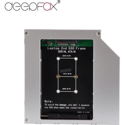 DeepFox Aluminum 2nd HDD SSD caddy 12.7mm mSATA 3.0 For Hard Disk Driver Case Enclosure DVD CD-ROM Optibay
