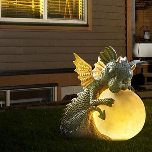 Dragon Garden Sculpture Decoration Adorable Dragon Resin Garden Statue Home Outdoor Decoration Ornaments Waterproof Durable