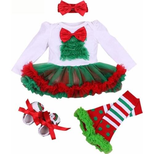 2021 New Gifts,Newborn Baby Costumes,Kids Romper Girls Tutu Dress+Headband+Colorful Socks+Shoes Outfit Set Toddler Clothes 0-24