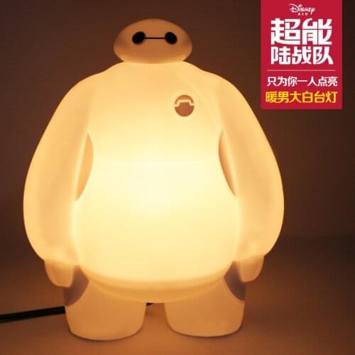 Disney Baymax Childrens Eye Protection Bedside Night Light Cartoon Anime Figure Big Hero 6 Model Light Kids Toy Gift