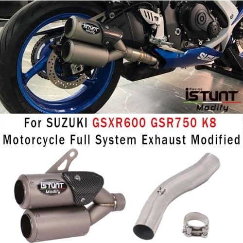 Full System Titanium alloy Exhaust Escape Motorcycle Modified middle exhaust Link Pipe Muffler Silencer For SUZUKI GSXR600 K8