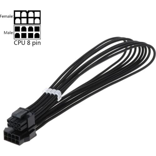 30CM/40CM Motherboard ATX CPU 8 Pin Male to Female Nylon Sleeved Power Supply Extension Cable Wire for PC Computer Accessories