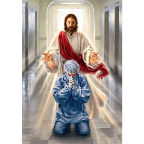 Full square/round drill bit diamond painting Jesus and the doctor 5D DIY embroidery rhinestone mosaic for home decoration mural