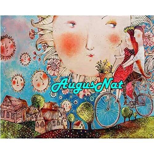 Sun diamond painting cartoon dimond embroidery bicycle diamant rhinestone picture man woman lover stickers oil paint by numbers