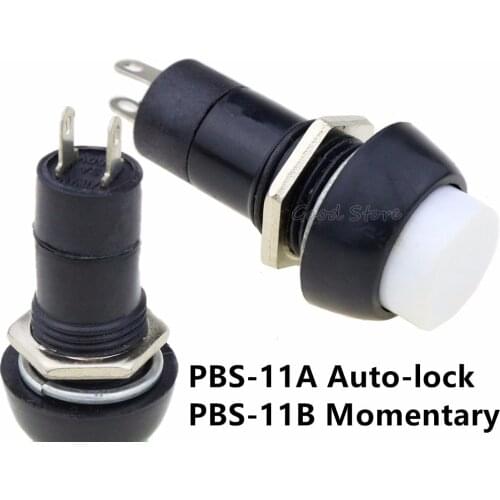 1pcs White 12MM PBS-11A PBS-11B Push Button Switch Auto-lock/Momentary DIY Switch Electronic Switches Components Accessories
