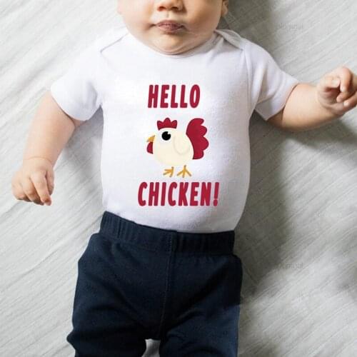 Hello Chicken Printed Baby Toddler Girls Romper Infant Boy Accessories Fall Clothes Outfits One Piece Jumpsuit Kids Clothing