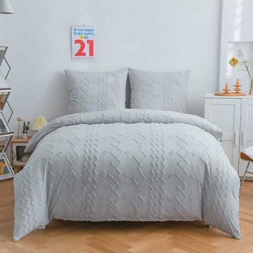 Double Duvet Cover Sets Plaid Pattern Queen Size Quilt Cover Plain Dyed Housse De Couette 220x240 King Size Comforter Cover Set