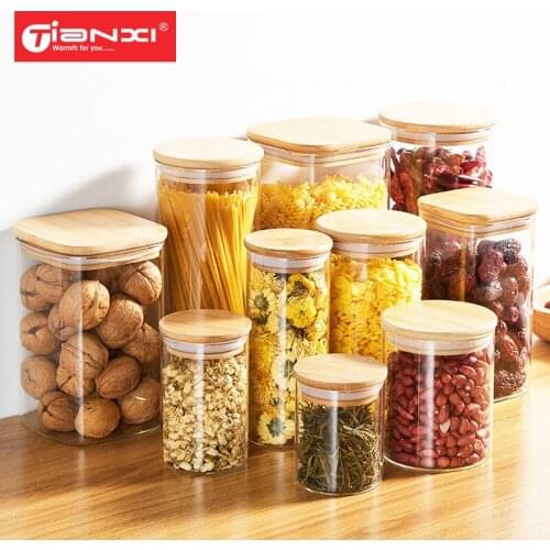 TIANXI Food Container Glass Sealed Tank Kitchen Miscellaneous Grain Storage Tank Coffee Bean Storage Can With Lid Food Container
