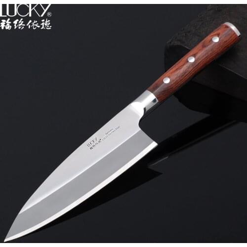 18cm Deba Fish Head Left Hand Knife Germany 1.4116 Stainless Steel Rosewood Handle Japanese Kitchen Knives Cooking Tool 15