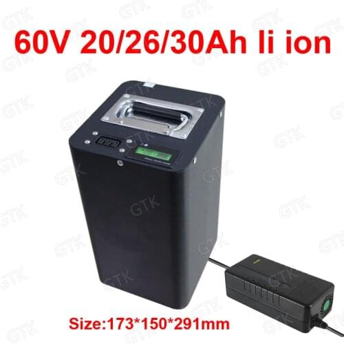 GTK 60V 30Ah Lithium ion battery 60v 20Ah 25Ah li ion BMS 16S for 2000W motor two Wheel Foldable bike scooter + 3A charger