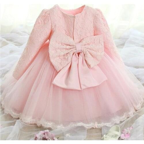 Cute Baby Dresses for Girls Birthday Bebes Long sleeves Princess Dress For Girl Baptism Gown Girls 1 Year Vestido Infantil 12M