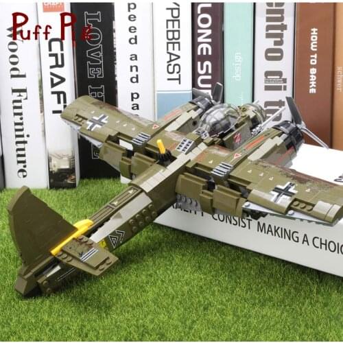 559pcs Military Ju-88 Bombing Plane Building Block WW2 Helicopter Army Weapon Soldier Model Bricks Kit Toys for Children