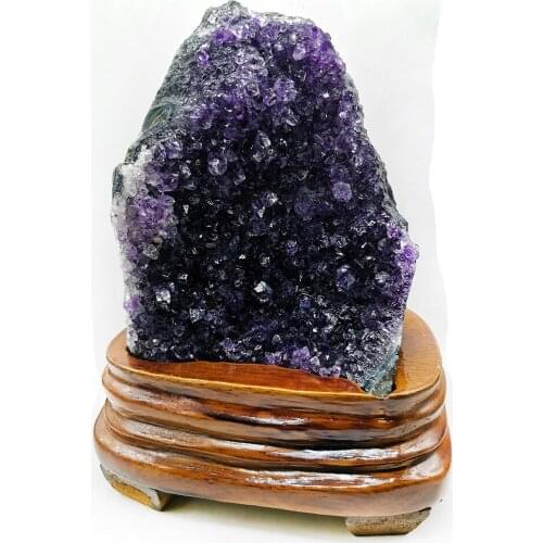 2245g Natural Uruguay Amethyst Geode Druzy Cluster Minerals Specimen Healing Quartz Crystal Stone Home Decoration & Wood Stand