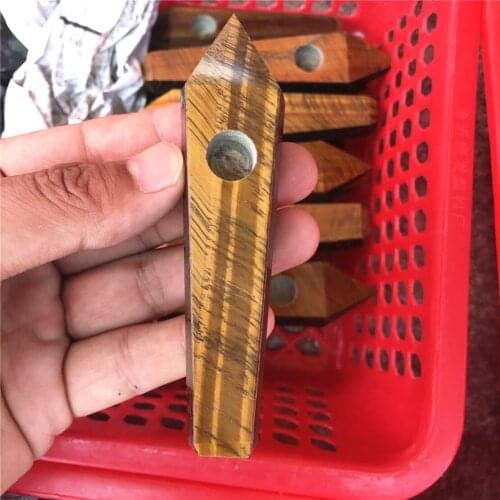 Natural Yellow Tiger Eye Stones Minerals Quartz Crystal Wand Healing Crystal Point Smoking Pipe Home Decor Decoration Crafts
