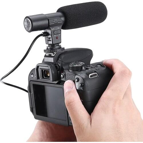 Newest 3.5mm External Stereo Microphone Single Directional Microphone with Batteries for Canon Nikon DSLR Camera DV Camcorder