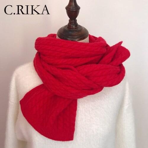 2021 Solid Color Scarf Women Girl Winter Outdoor Fashion Thicken Warm Soft Shawls Wraps Red Black Female Lady Knitted Long Scarf
