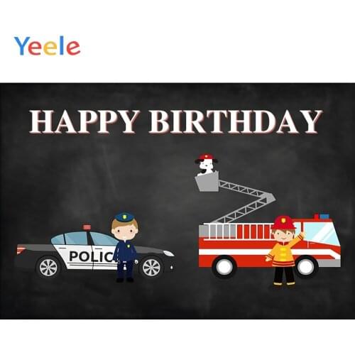 Police Fire Truck Newborn Baby Portrait birthday Party Backdrop Photography Custom Photographic Background For Photo Studio