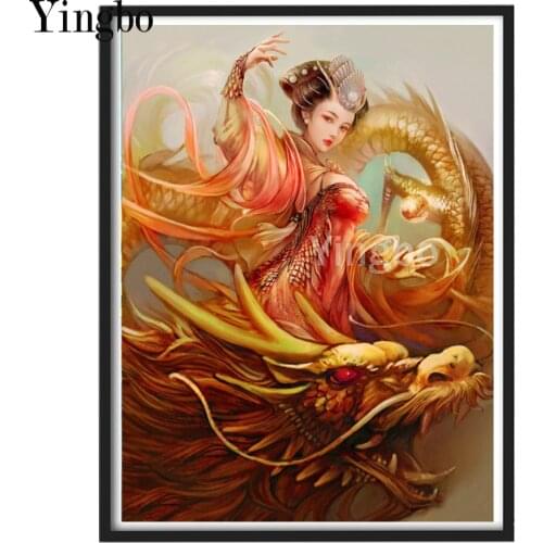 Full 5D DIY Diamond Painting Classical beauty and dragon Diamond Embroidery Picture of Rhinestone Mosaic Beads Work Home Decor