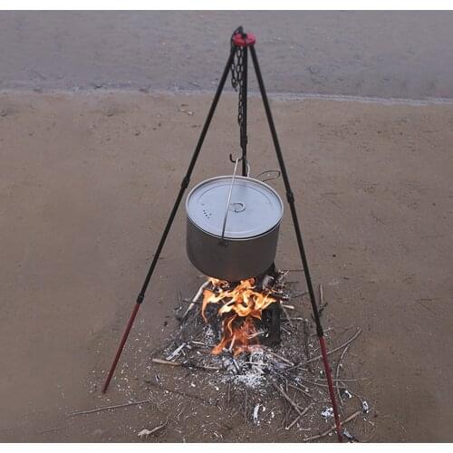 Picnic Cookware Tripod Aluminum Alloy Hanging Cooking Pot Outdoor Camp Camping Cookware Portable Hiking Picnic Accessories