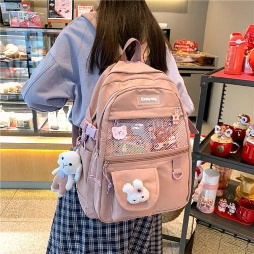 Japanese Style Kawaii Backpack Women Waterproof Nylon Bags Large-capacity School Bags For Teenage Girls Large-capacity Mochilas