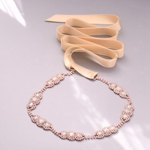 S215-RG Rose Gold Diamond Wedding Dress Accessories Bridal Belts Bridesmaid Dress Belt Bachelorette Party Prom Evening Dresses